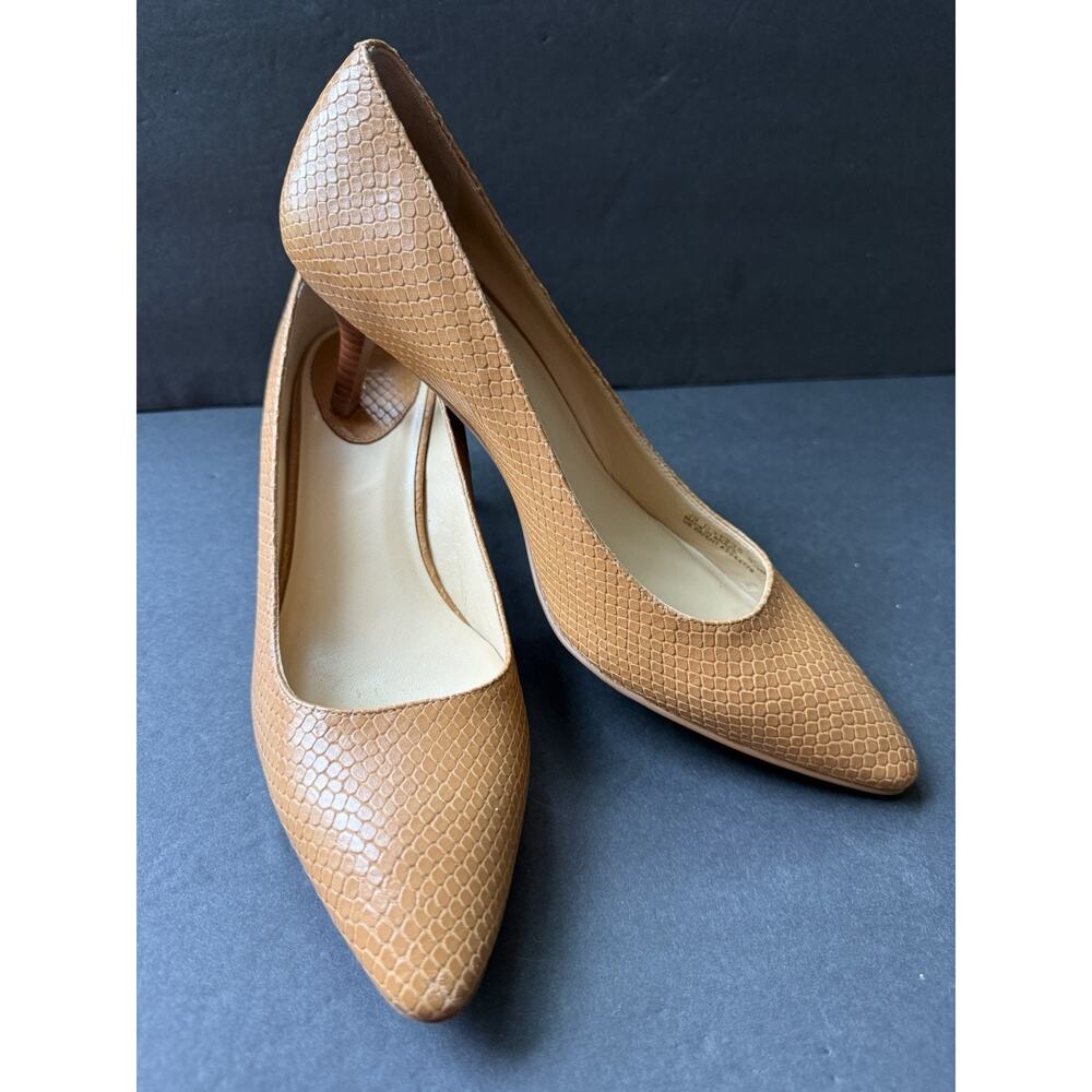 Cole Haan Harlow Embossed Pump Tan Leather Lizard Skin Women's Shoes Size 9.5B